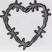 Load image into Gallery viewer, Barbed Wire Heart Iron-On Patch.
